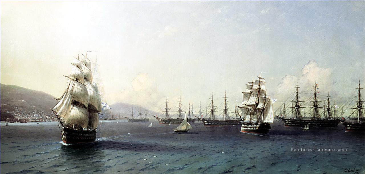 flotte de la mer noire dans la baie de feodosia juste avant la guerre de Crimée Ivan Aivazovsky Peintures à l'huile